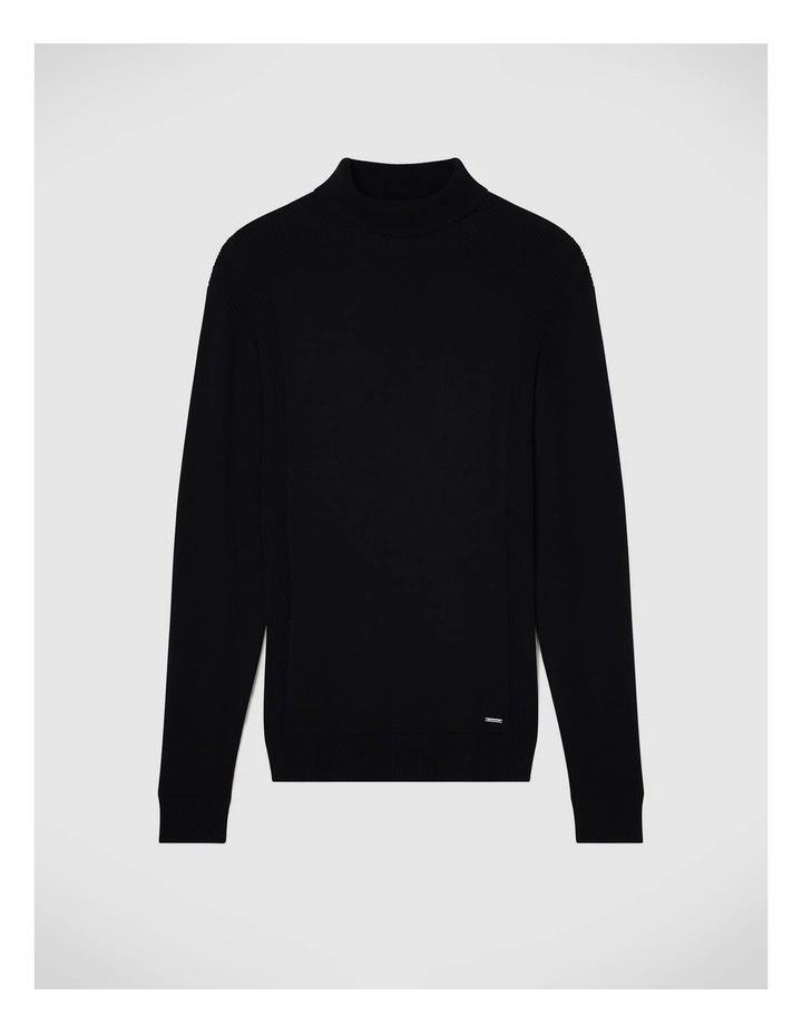 Cosmo Chenille Crew Knit in Black image 2