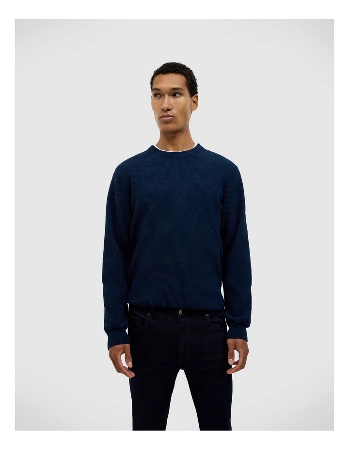 Cosmo Chenille Crew Knit in Navy image 3