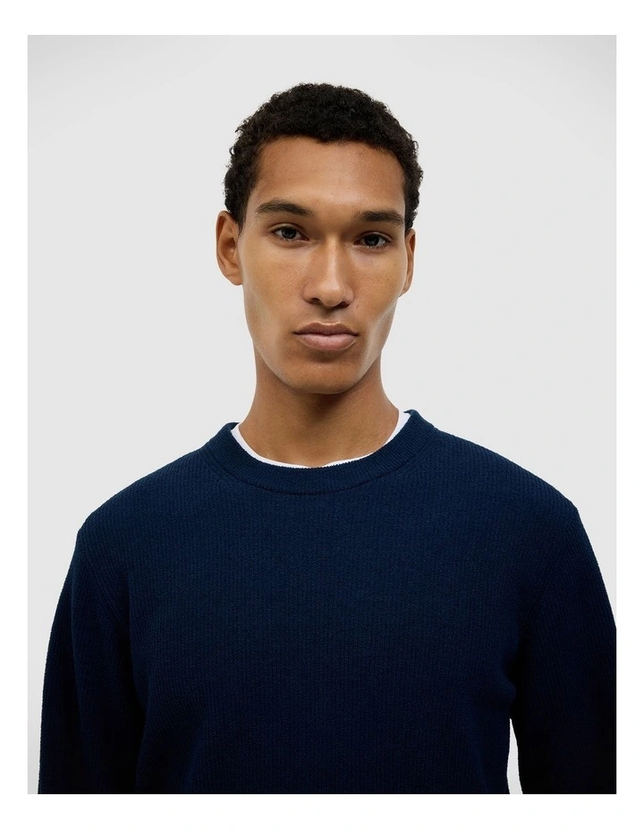 Cosmo Chenille Crew Knit in Navy image 4