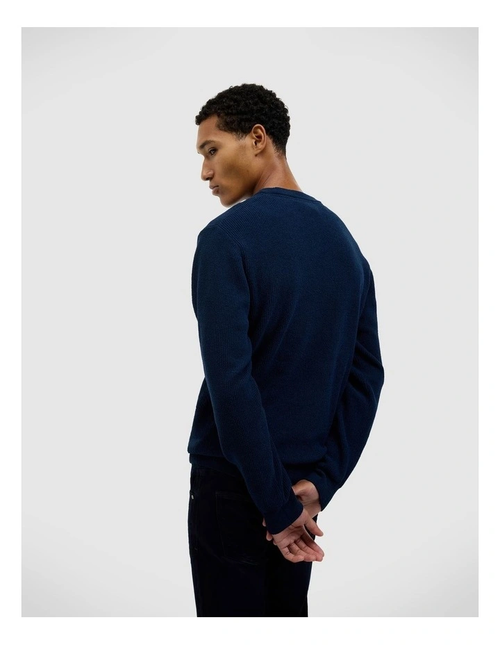 Cosmo Chenille Crew Knit in Navy image 5