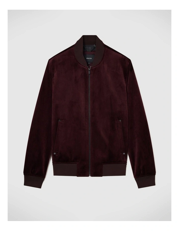Jeffries Velvet Bomber in Burgundy image 2