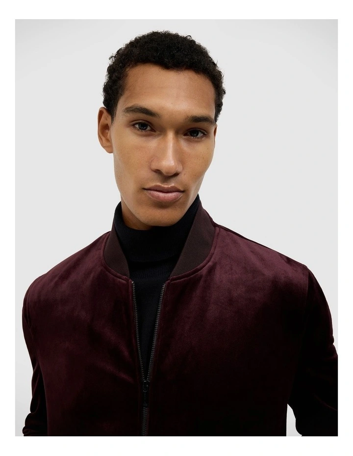 Jeffries Velvet Bomber in Burgundy image 4