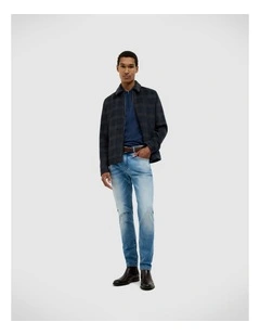 Stevie Wool Blend Check Jacket in Navy