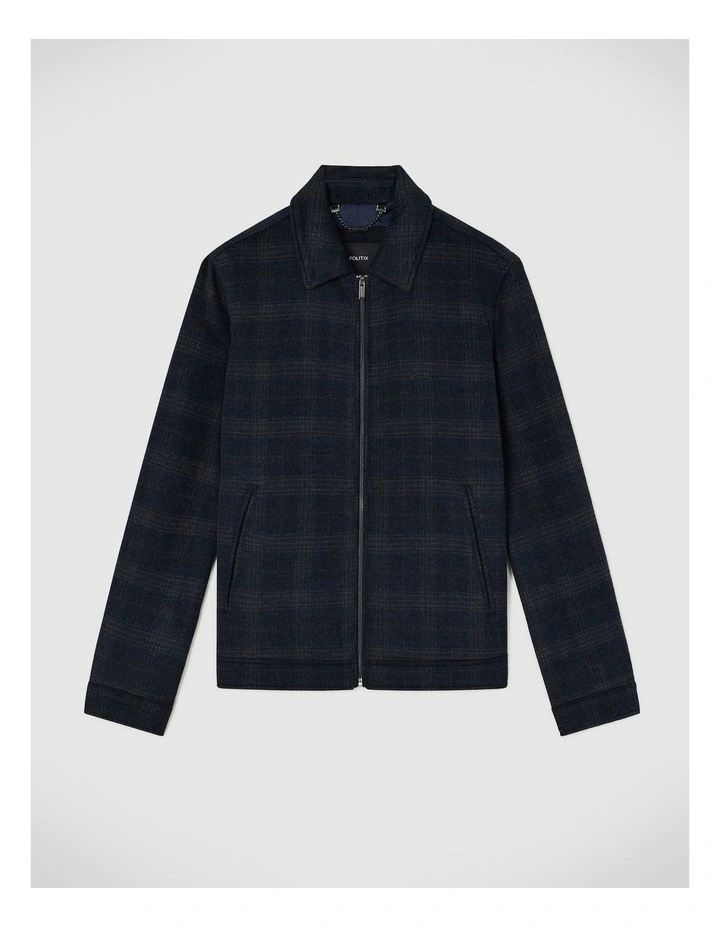 Stevie Wool Blend Check Jacket in Navy image 2