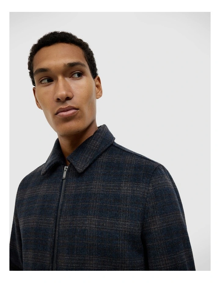 Stevie Wool Blend Check Jacket in Navy image 4