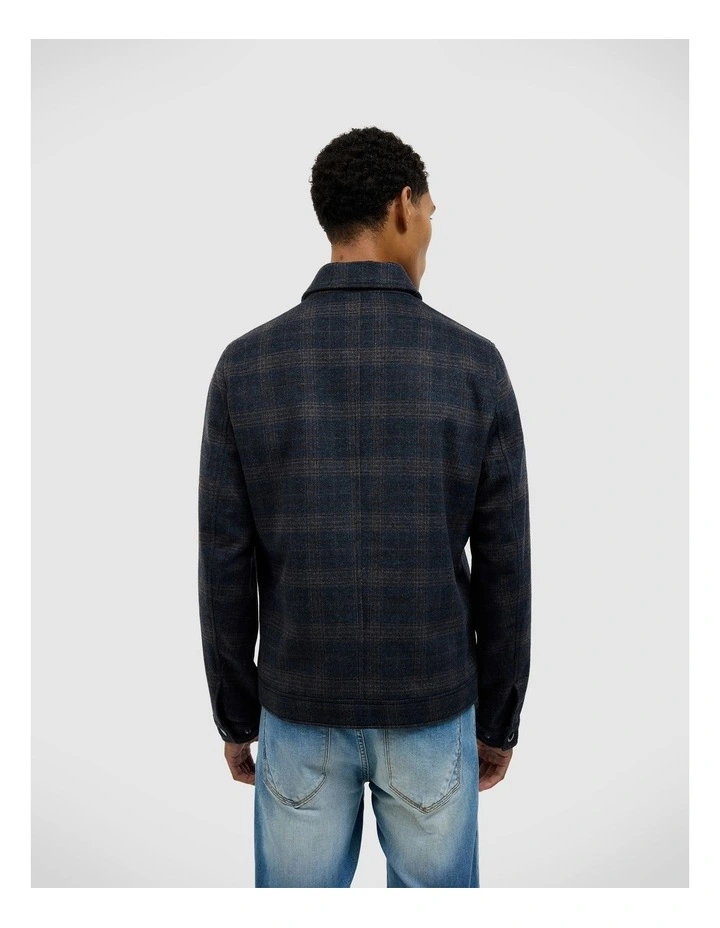 Stevie Wool Blend Check Jacket in Navy image 5