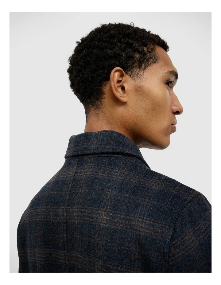 Stevie Wool Blend Check Jacket in Navy image 6