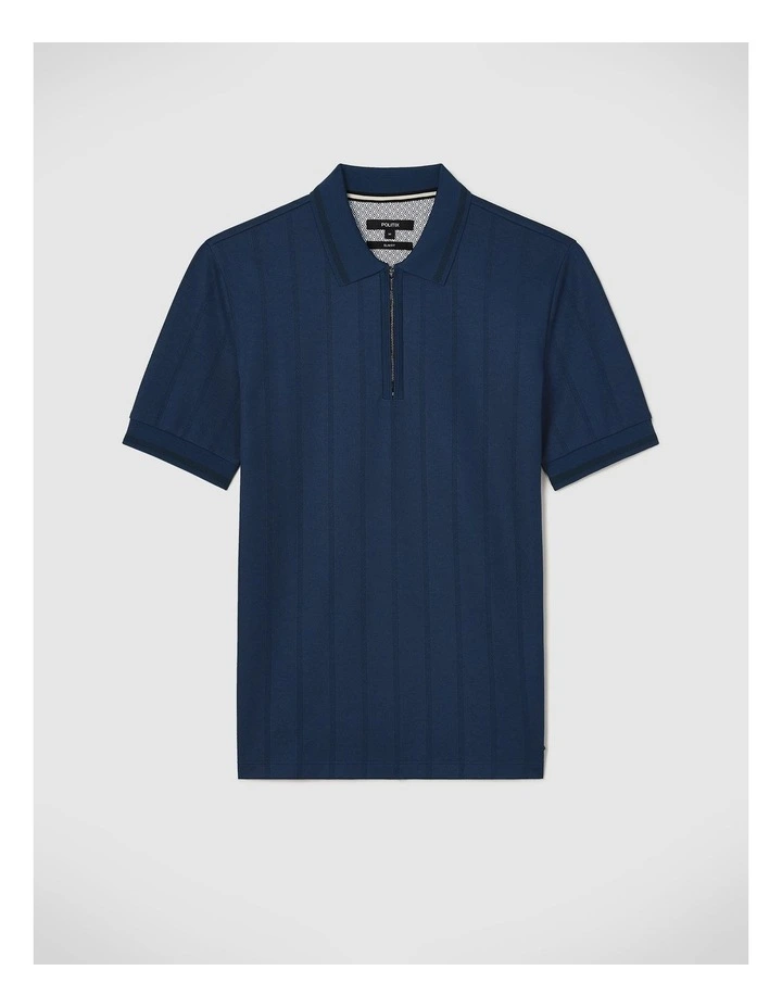 Davis Zip-up Knit Polo in Navy image 2