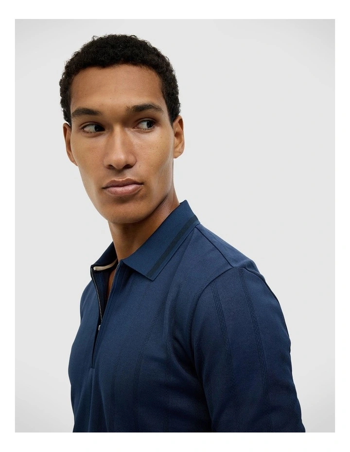 Davis Zip-up Knit Polo in Navy image 5
