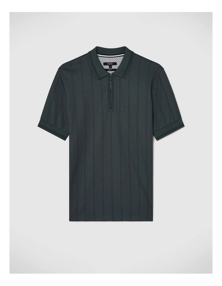 Davis Zip-up Knit Polo in Pine Green image 2