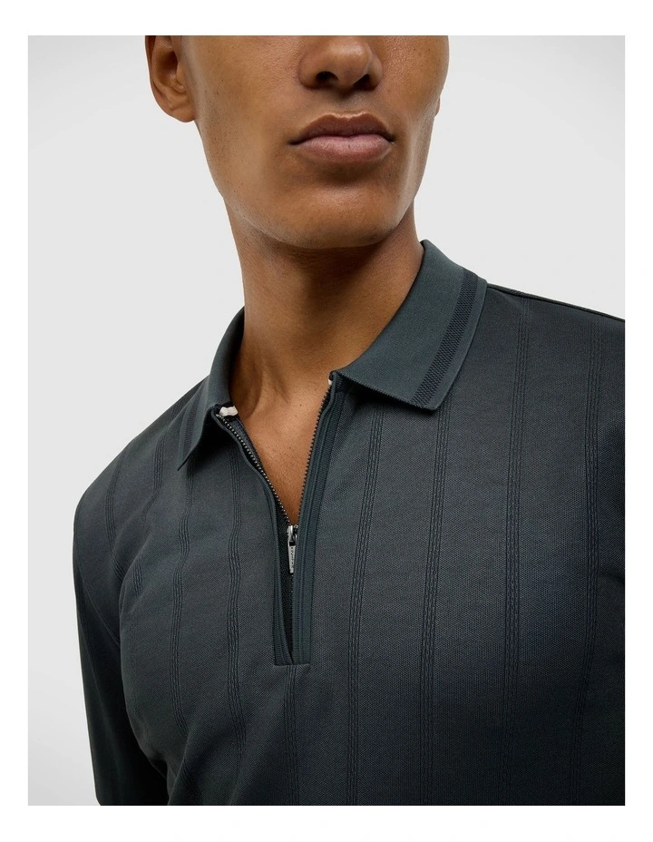 Davis Zip-up Knit Polo in Pine Green image 4