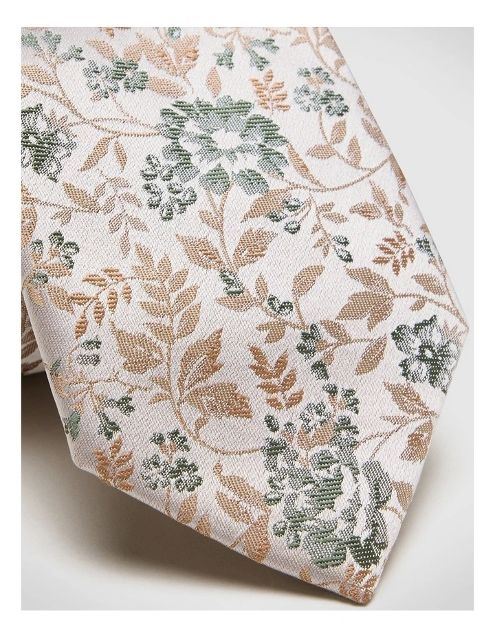 Floral Jacquard Silk Tie in Sage image 2