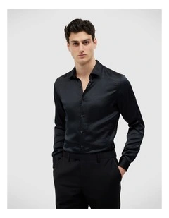 Freddie Faux Silk Shirt in Black