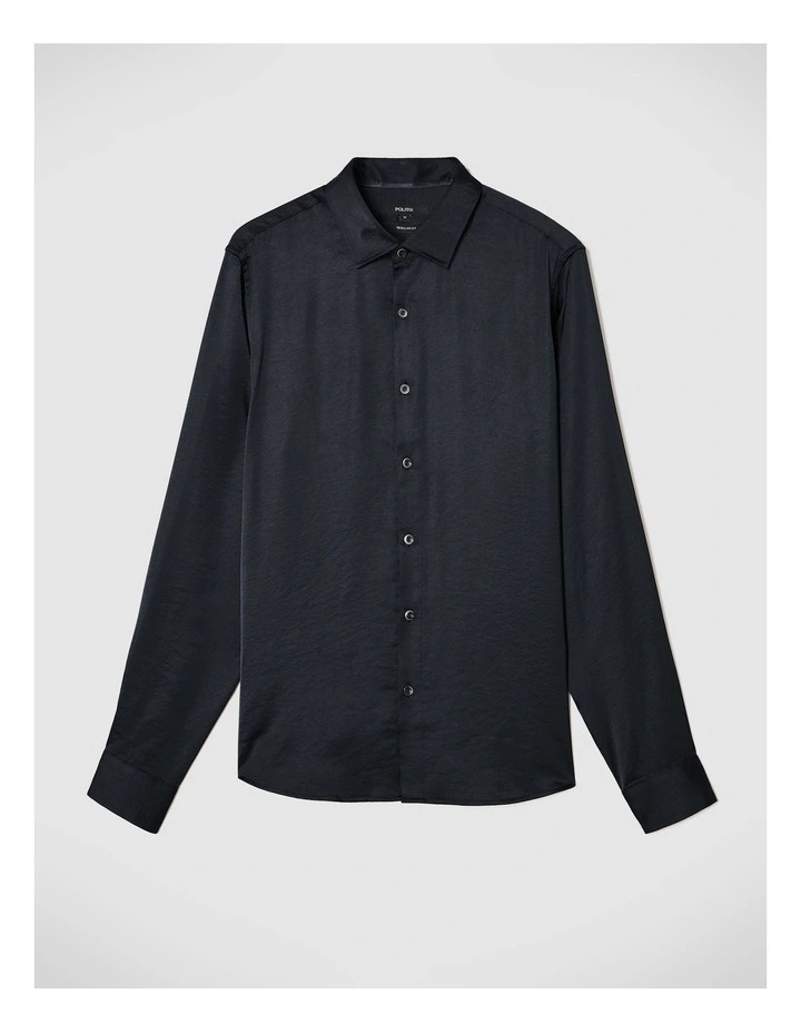 Freddie Faux Silk Shirt in Black image 2
