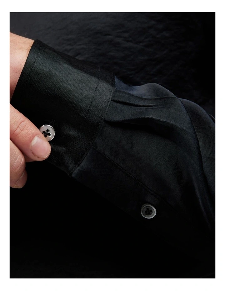 Freddie Faux Silk Shirt in Black image 5