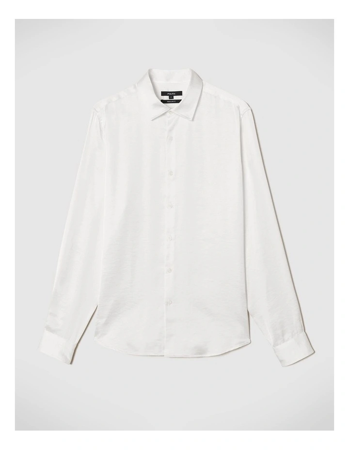 Freddie Faux Silk Shirt in White image 2