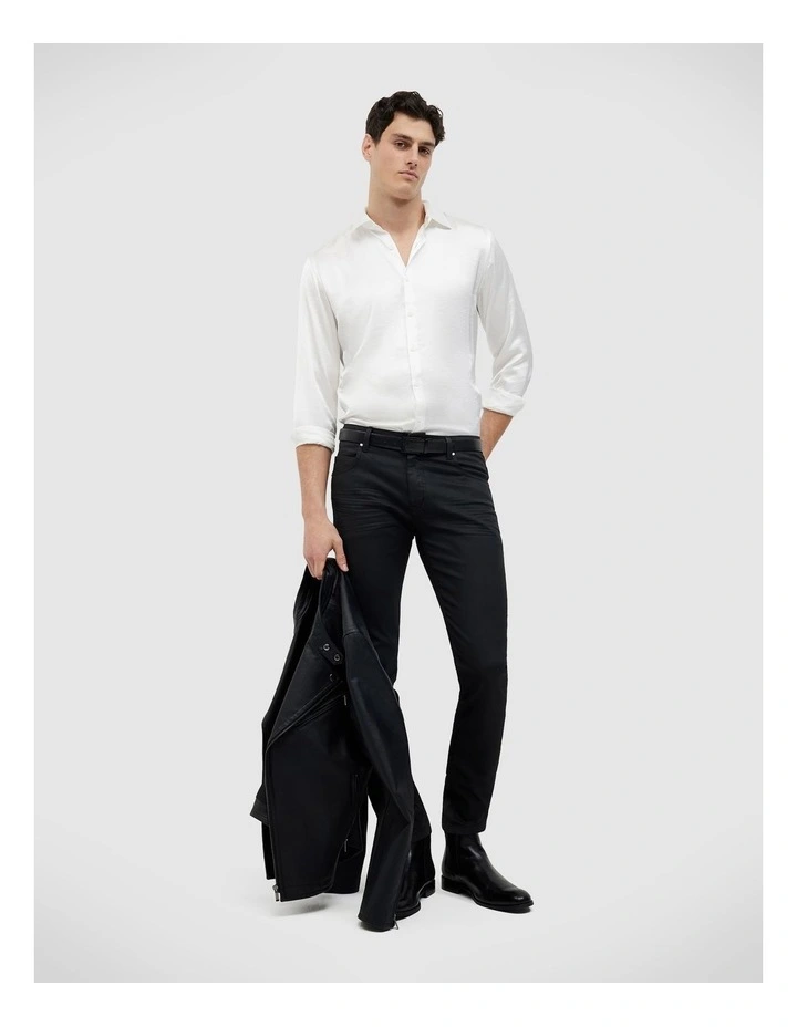Freddie Faux Silk Shirt in White image 3