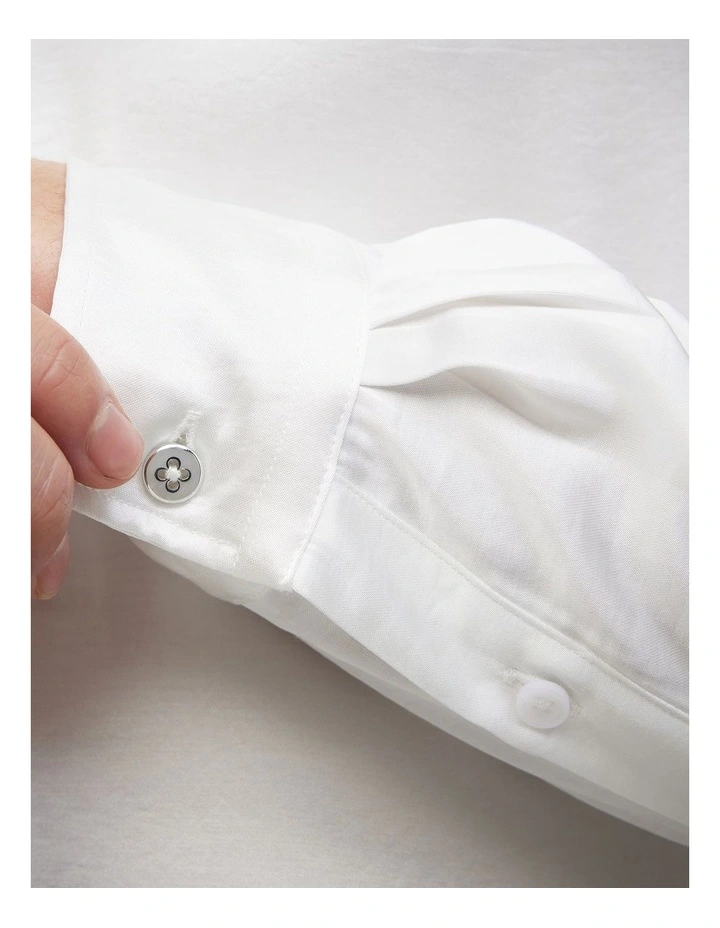 Freddie Faux Silk Shirt in White image 6
