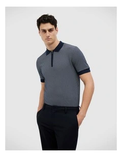 Murray Zip-up Polo in Navy