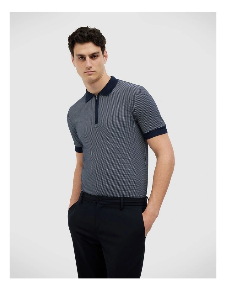 Murray Zip-up Polo in Navy image 1