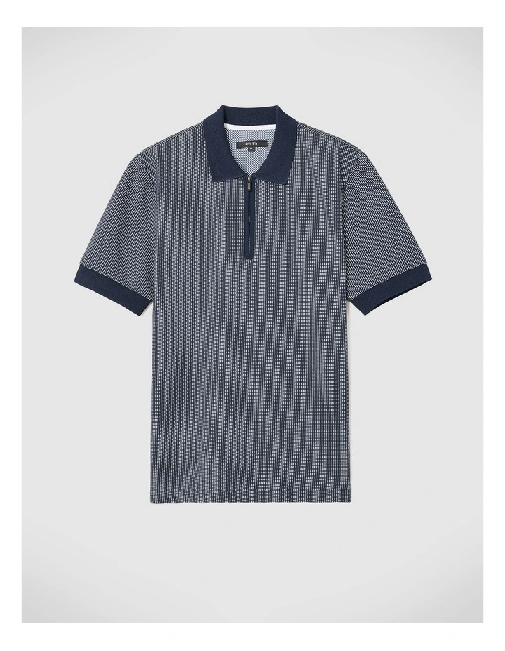 Murray Zip-up Polo in Navy image 2