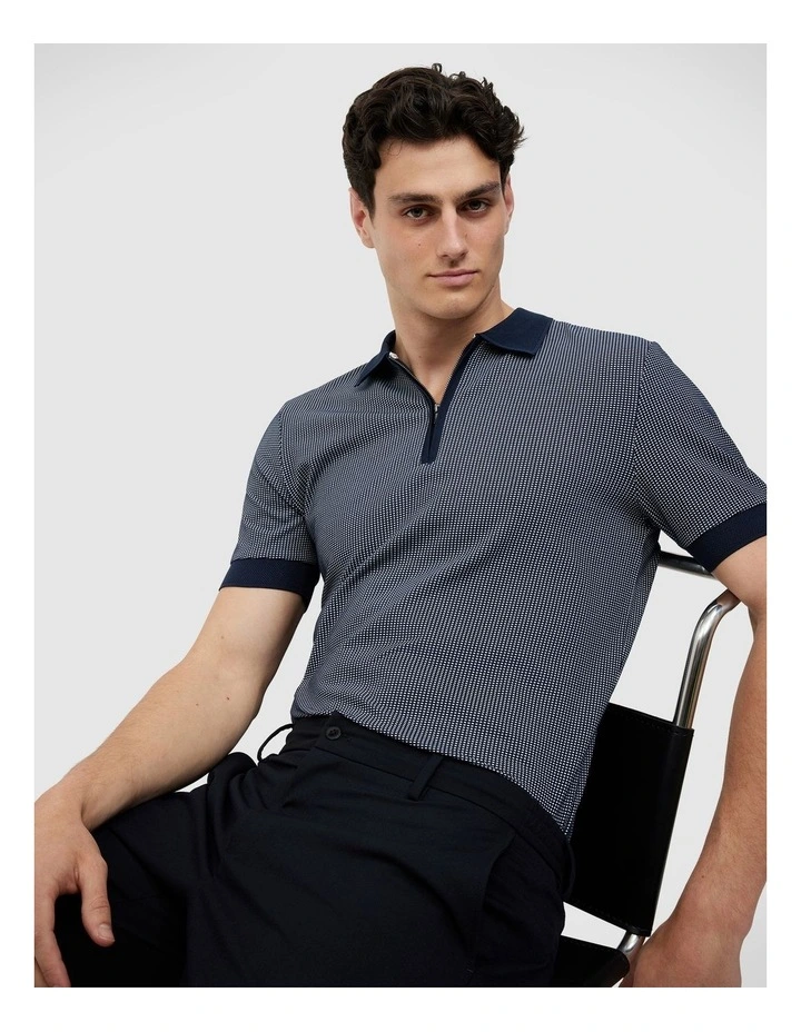 Murray Zip-up Polo in Navy image 6