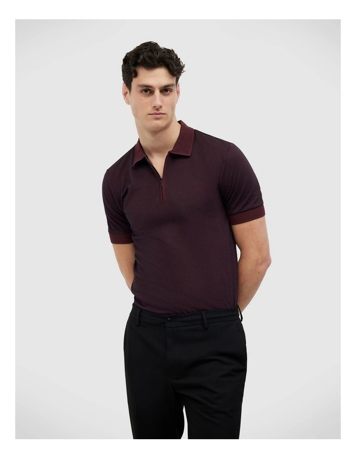 Murray Zip-up Polo in Burgundy image 1