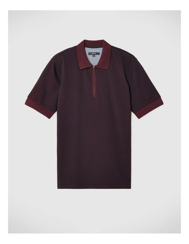 Murray Zip-up Polo in Burgundy image 2