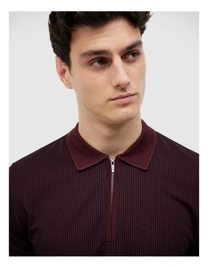 Murray Zip-up Polo in Burgundy image 4