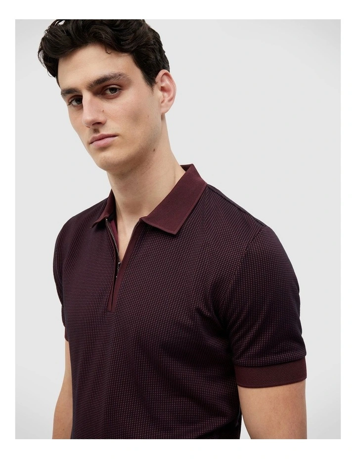 Murray Zip-up Polo in Burgundy image 5