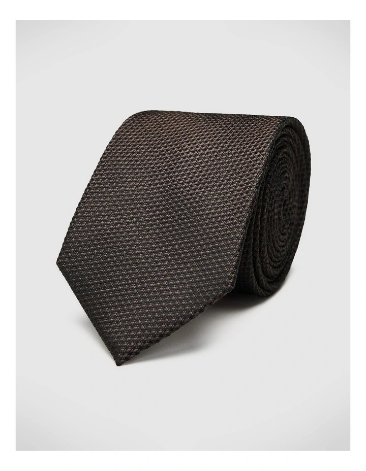 Silk Textured Two-tone Tie in Chocolate image 1