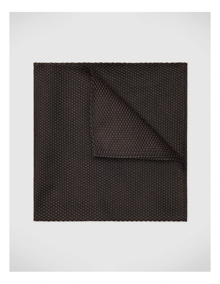 Silk Textured Two-tone Pocket Square in Chocolate image 1
