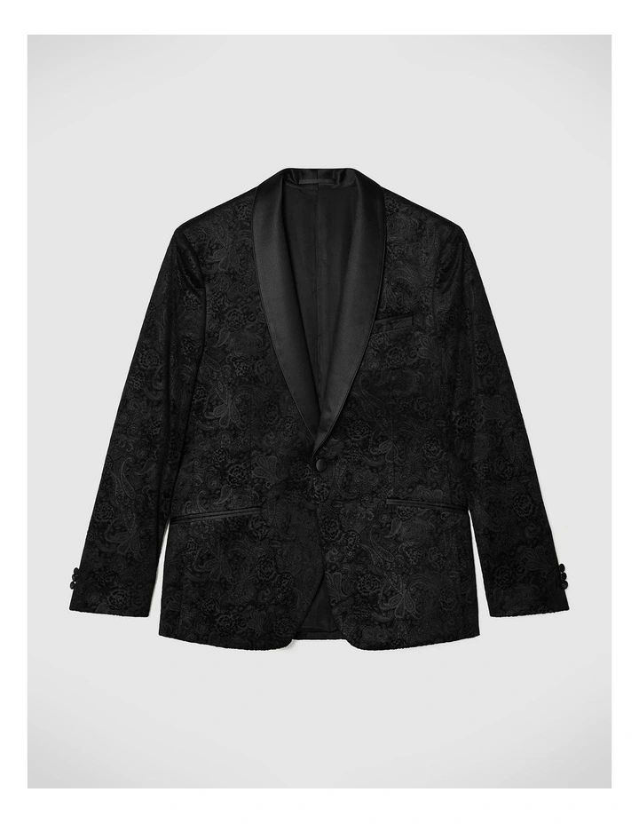 Gerald Velvet Paisley Tuxedo Jacket in Black image 2