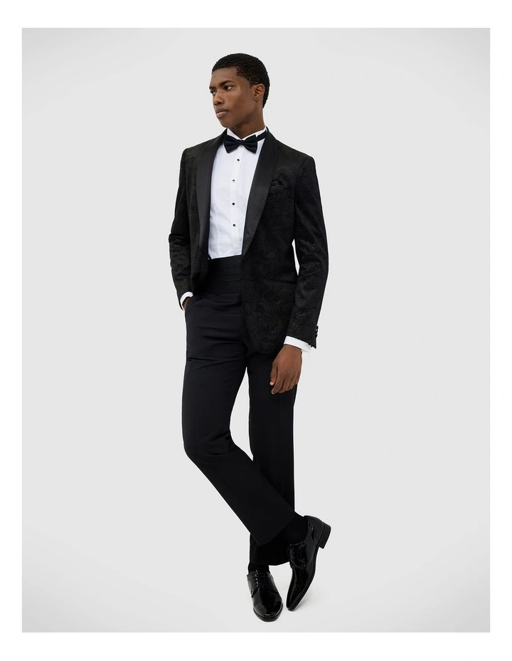 Gerald Velvet Paisley Tuxedo Jacket in Black image 3