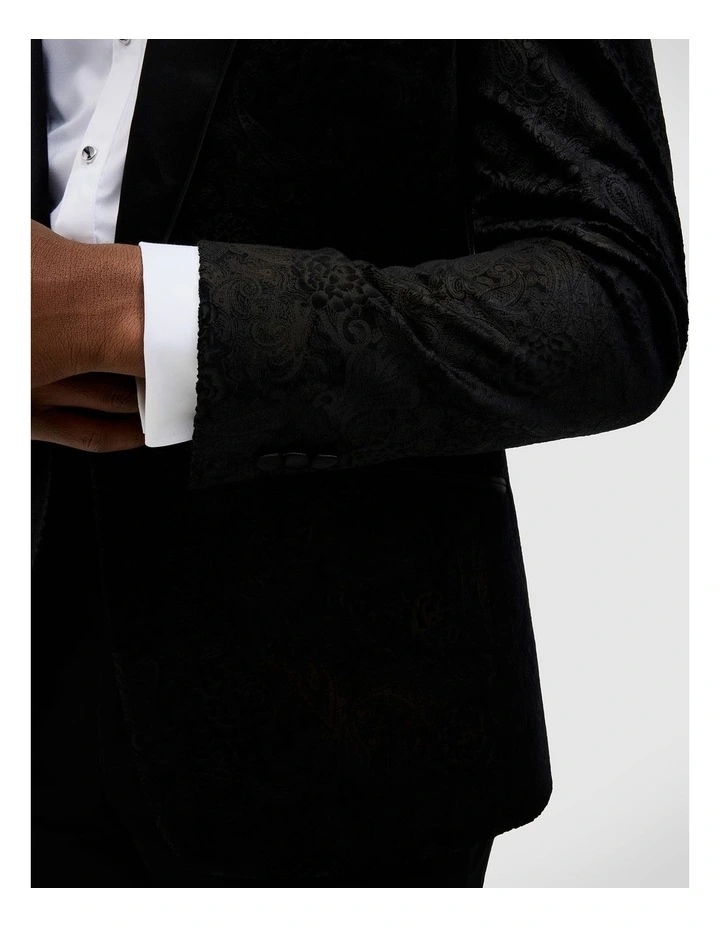 Gerald Velvet Paisley Tuxedo Jacket in Black image 6