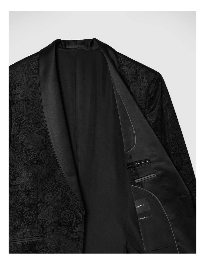 Gerald Velvet Paisley Tuxedo Jacket in Black image 7