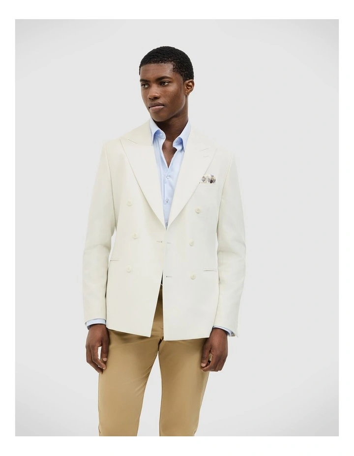 Elijah Double Breasted Tailored Jacket in Stone image 1