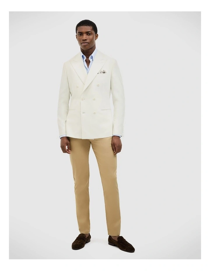 Elijah Double Breasted Tailored Jacket in Stone image 3