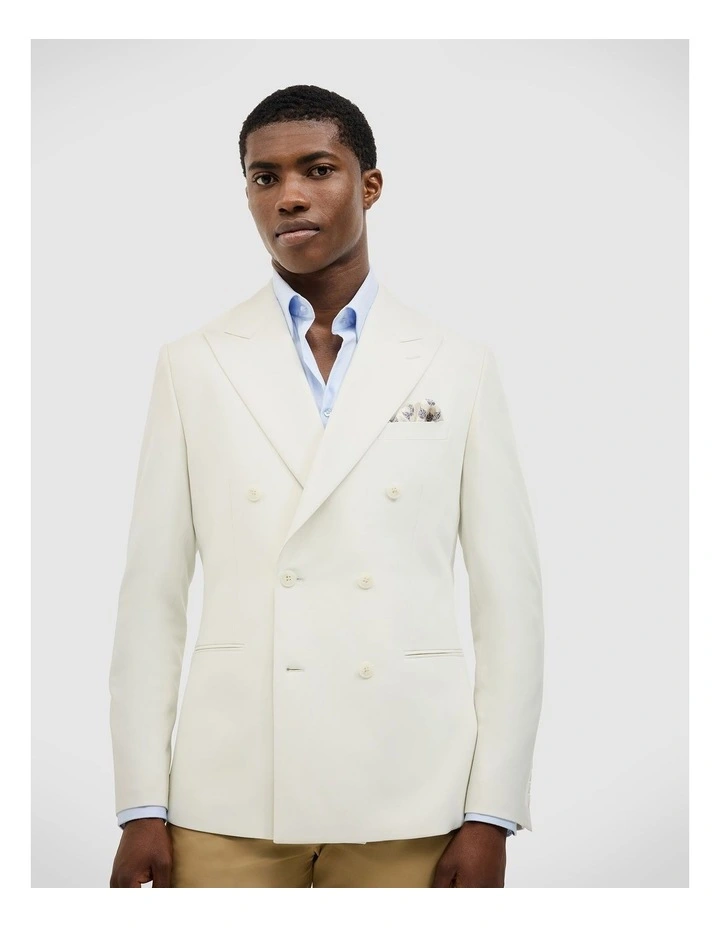 Elijah Double Breasted Tailored Jacket in Stone image 4