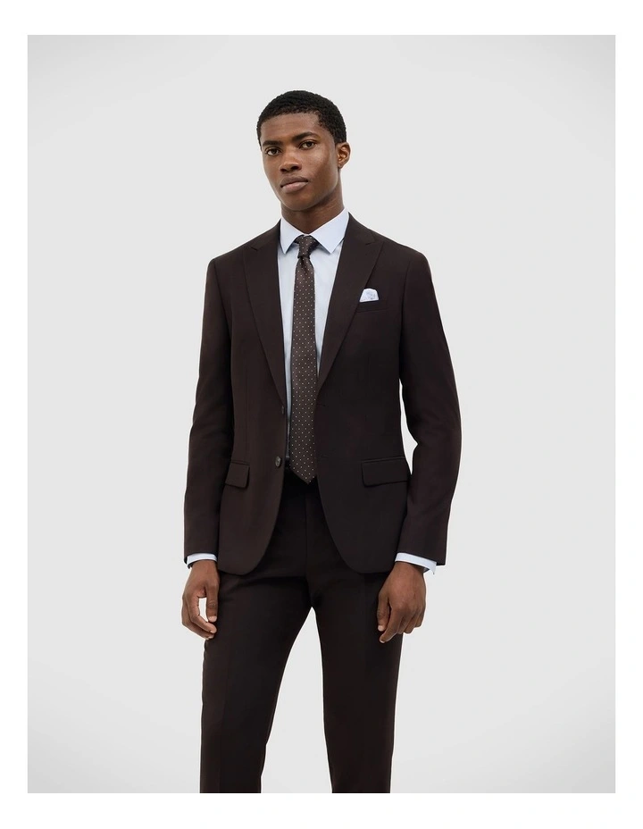 Henson Textured Tailored Jacket in Chocolate image 1