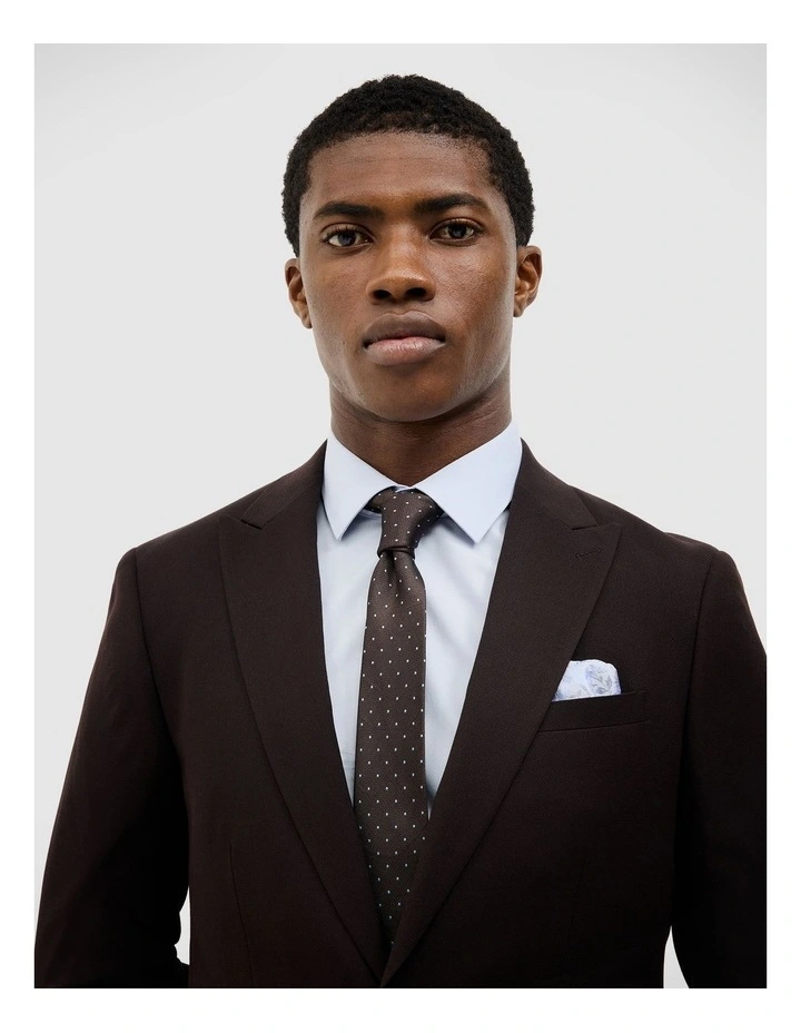 Henson Textured Tailored Jacket in Chocolate image 4