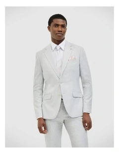 Keaton Check Tailored Jacket in Light Grey