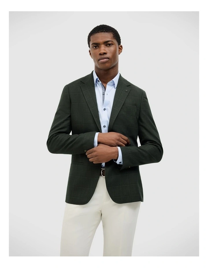 Lawson Windowpane Check Blazer in Dk Khaki image 1