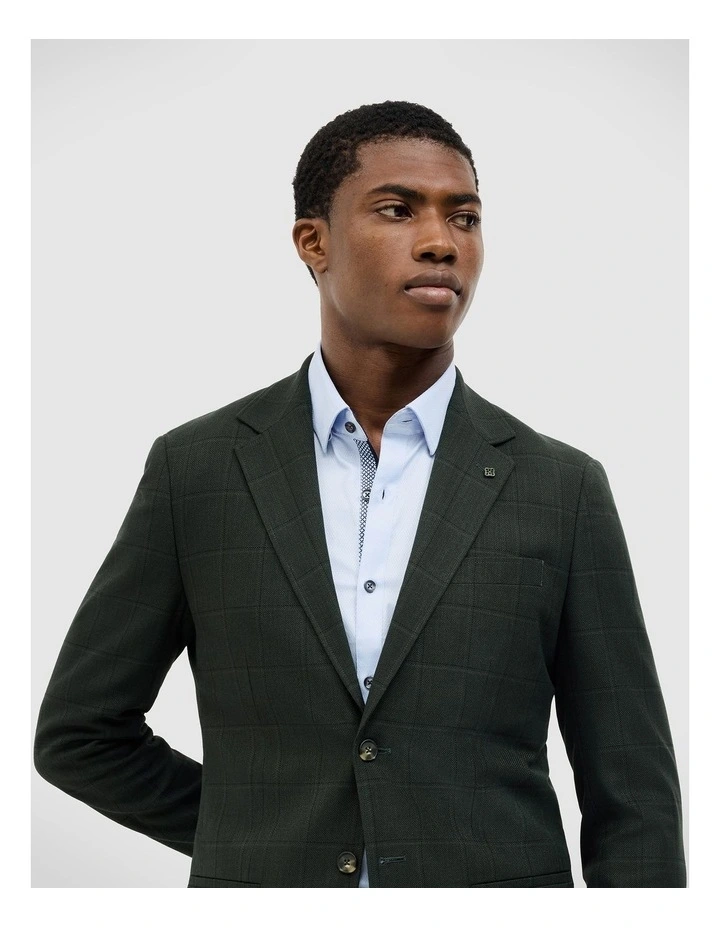 Lawson Windowpane Check Blazer in Dk Khaki image 4