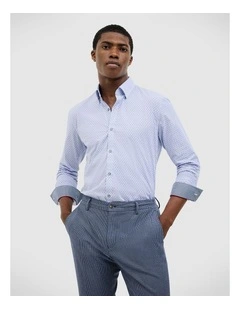 Jacob Geo Print Shirt in Blue
