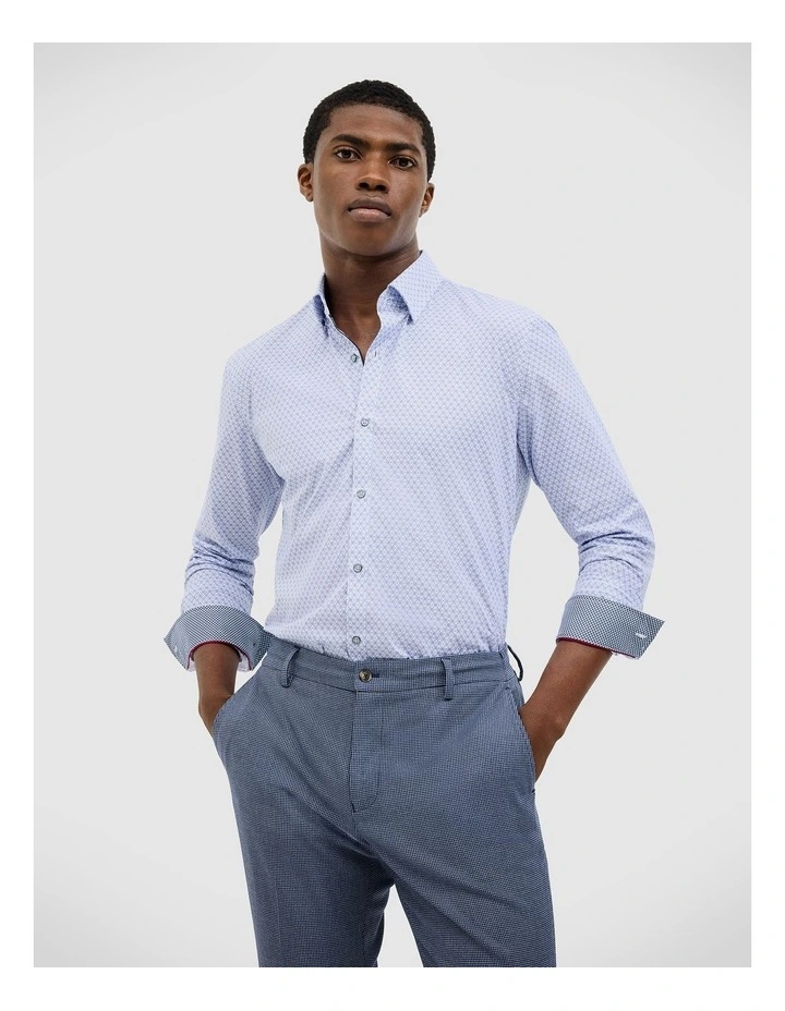 Jacob Geo Print Shirt in Blue image 1