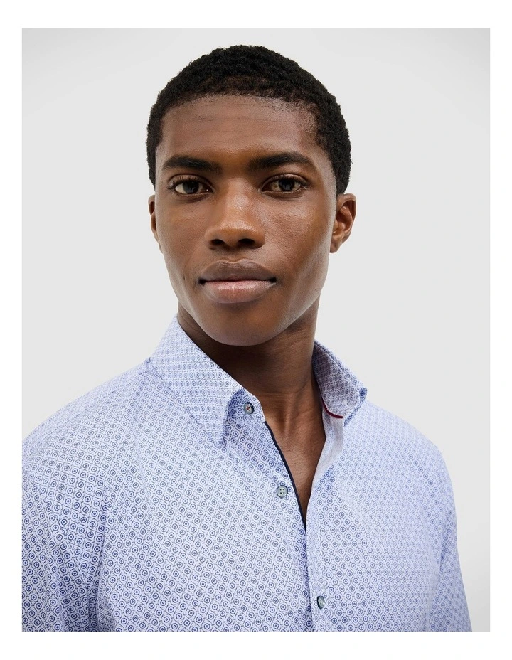 Jacob Geo Print Shirt in Blue image 5