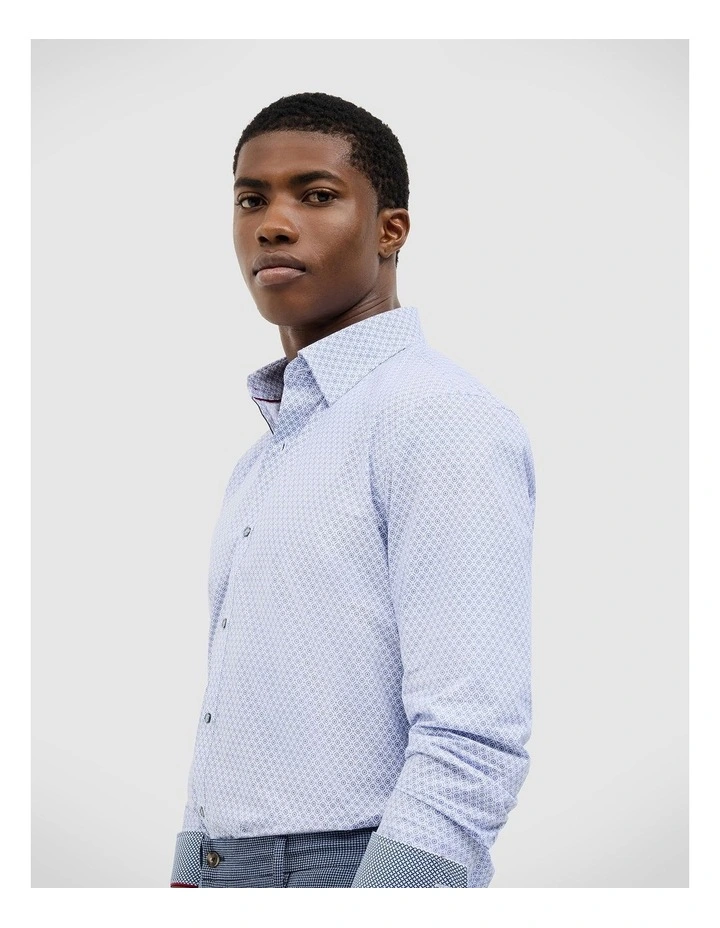 Jacob Geo Print Shirt in Blue image 6