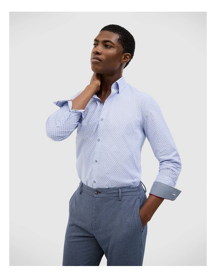 Jacob Geo Print Shirt in Blue image 7