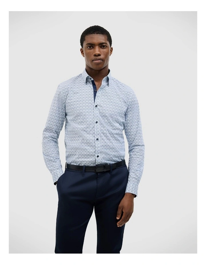 Dylan Damask Print Shirt in Ink image 1